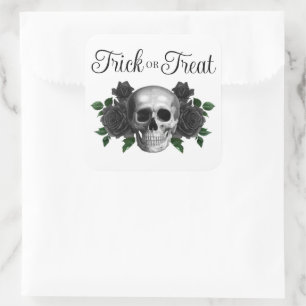 Gothische bloemrijke schedel trick or treat Hallow Vierkante Sticker