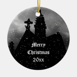 Gothische crypt kerstversiering om je te personali keramisch ornament