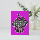 gothische doodshoofd kruisbeenderen cupcake briefkaart (Staand voorkant)