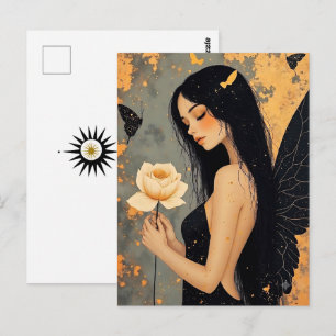 Gothische engel en roos Contact houden Briefkaart