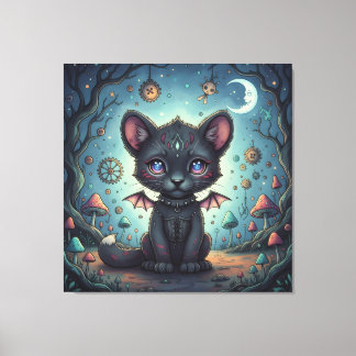 Gothische Fantasy Baby KitBat Canvas Afdruk