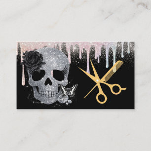 Gothische Haarstylist Glitterende Schedel Gouden S Visitekaartje