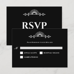 Gothische Halloween alternatieve trouwkaart RSVP Kaartje