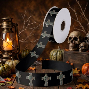 Gothische Halloween Kerkhof Grafsteen Kruis Tekeni Lint