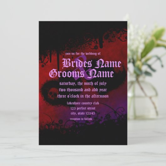 Gothische harten en saai huwelijk kaart (Staand voorkant)