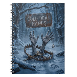 Gothische horrorillustratie van bevroren handen notitieboek