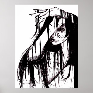 Gothische inktposter donkere illustratie horror ku poster