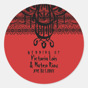 Gothische kant kroonluchter Rood Zwart Ronde Sticker