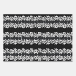 Gothische kant, schedels en rozen, ontwerp 3 inpakpapier vel