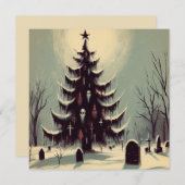 Gothische Kerstboom met Kerkhof Horror Feestdagenkaart (Voorkant / Achterkant)