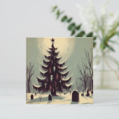 Gothische Kerstboom met Kerkhof Horror Feestdagenkaart (Staand voorkant)