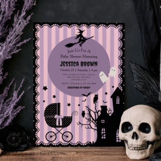 Gothische kinderwagen heksige Halloween baby showe Kaart