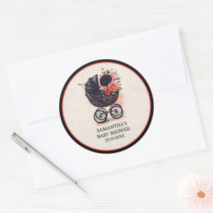 Gothische kinderwagen vintage Halloween baby showe Ronde Sticker