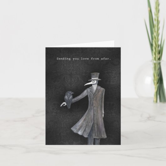 Gothische liefdesplaagdokter met een raaf valentij kaart (Voorkant)