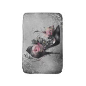 Gothische Mode Stiletto-hiel met roze moerasrozen Badmat (Voorkant Verticaal)