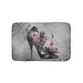 Gothische Mode Stiletto-hiel met roze moerasrozen Badmat (Voorkant)