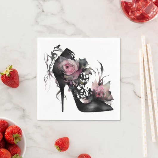 Gothische Mode Stiletto-hiel met roze moerasrozen Servet (Insitu)