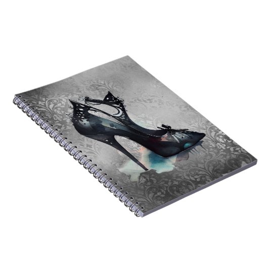 Gothische Mode Stiletto High Hiel met Blauwgroen p Notitieboek (Rechterzijde)