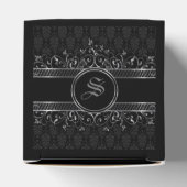 gothische monogrammen, zwart en zilver bedankdoosjes (Bovenkant)