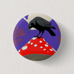 Gothische mystieke raaf ronde button 3,2 cm
