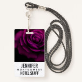 Gothische Paars-rode rozenbloem Badge (Achterkant met draagriem)