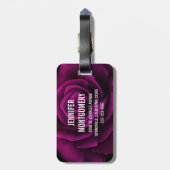 Gothische Paars-rode rozenbloem Bagagelabel (Achterkant verticaal)