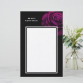 Gothische Paars-rode rozenbloem Briefpapier (Staand voorkant)