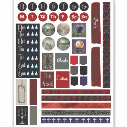 Gothische plannerstickers sticker (Voorkant)