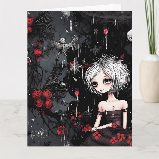 Gothische Punk Alternatieve Kerstelf Kaart (Voorkant)