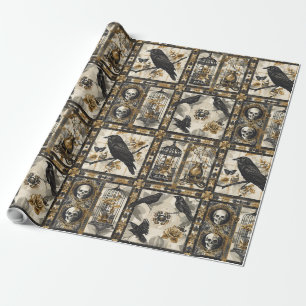 Gothische raaf en schedel Victoriaanse romantische Cadeaupapier