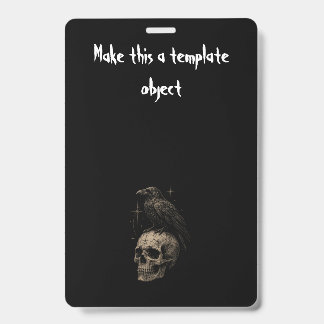 Gothische raaf op schedel vintage Halloween uitnod Badge