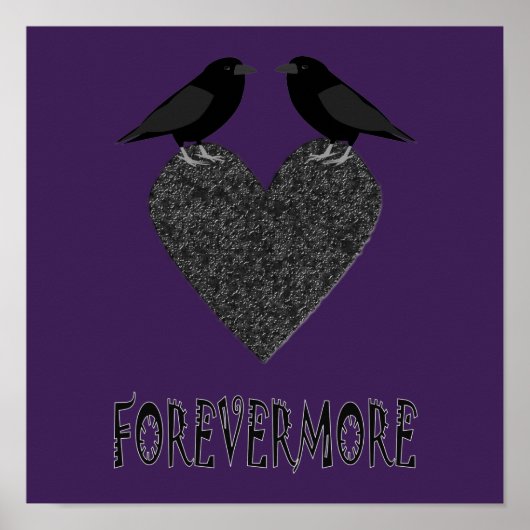 Gothische raven en Zwarte Hart Poster (Voorkant)