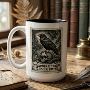 Gothische ravenliefhebber cadeau introvert humor k tweekleurige koffiemok