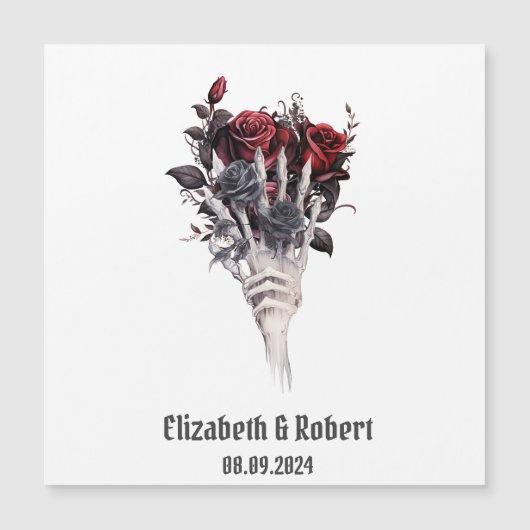 Gothische Rode Rozen Skelet Trouwen  (Voorkant)