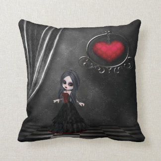 Gothische Romance Gothic meisje en hangende hartpi Kussen
