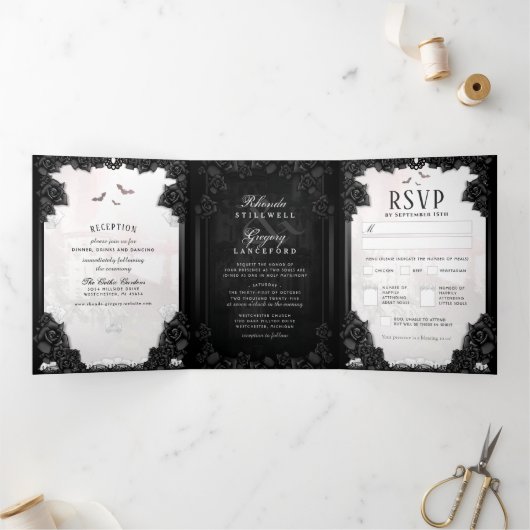 Gothische Romance Halloween Black & White MENU (Binnen)
