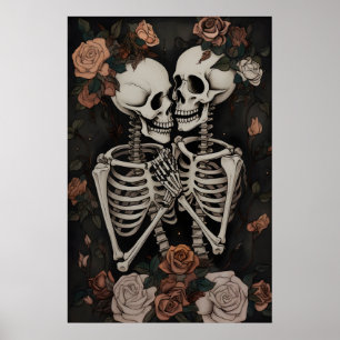 Gothische Romantische Skelet Koppel, Donkere Poste Poster