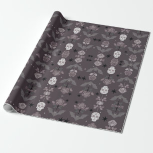 gothische rozen & vleermuizen cadeaupapier