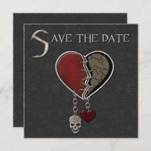 Gothische Save the Date-aankondiging - Uitnodiging (Voorkant / Achterkant)