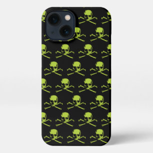 Gothische schedel en kroesbeenderen groen iPhone 13 hoesje