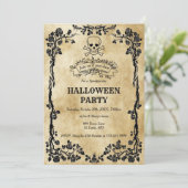 Gothische schedel en kruisgraten Halloween Party Kaart (Staand voorkant)