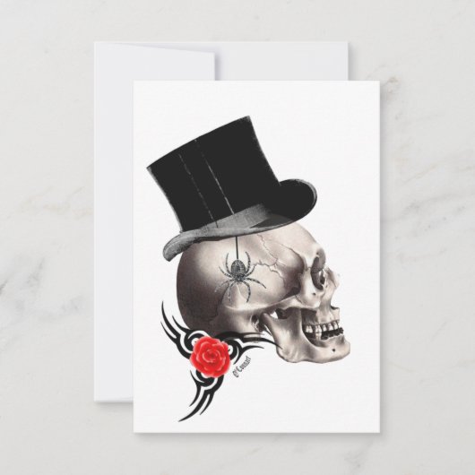 Gothische schedel en roos tattoo (Voorkant)