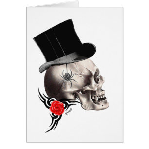 Gothische schedel en roos tattoo