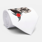 Gothische schedel en roos tattoo stropdas (Opgerold)