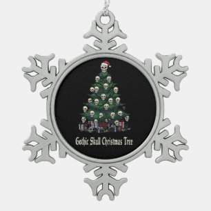 Gothische Schedel Kerstboom Alternatief Griezels Tin Sneeuwvlok Ornament
