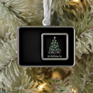 Gothische Schedel Kerstboom Alternatief Griezels Verzilverd Kader Ornament