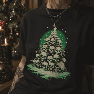 Gothische Schedel Kerstboom Prettig Creepmas T-shirt