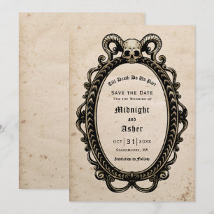 Gothische schedel tot de dood ons deel Antiek Save The Date