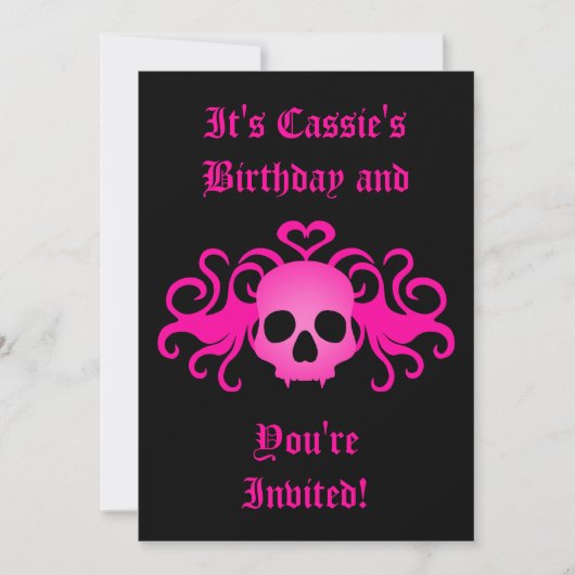 Gothische schedel verjaardag kaart (Voorkant)