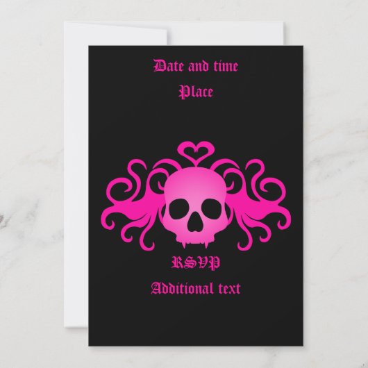 Gothische schedel verjaardag kaart (Achterkant)